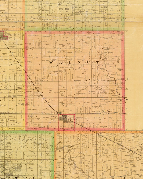 Walnut, Iowa 1883 Old Town Map Custom Print - Dallas Co.
