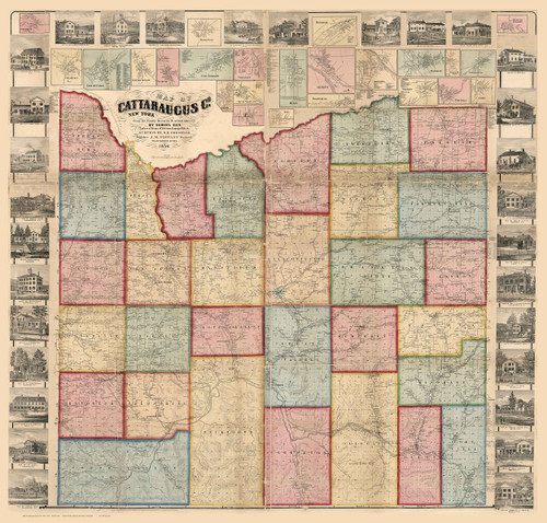 Cattaraugus County New York 1856 - Old Map Reprint