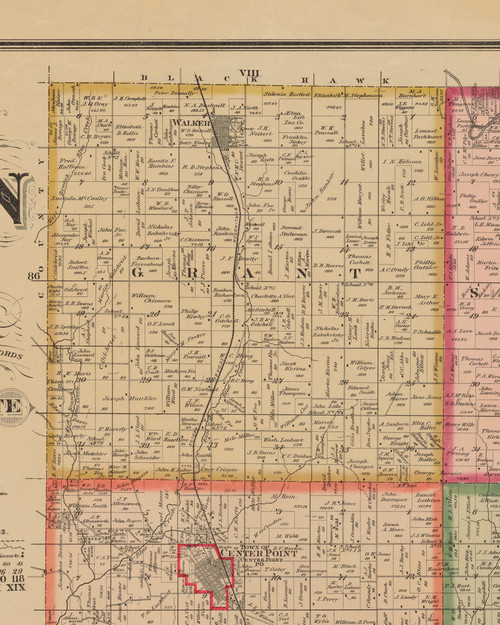 Grant, Iowa 1881 Old Town Map Custom Print - Linn Co.
