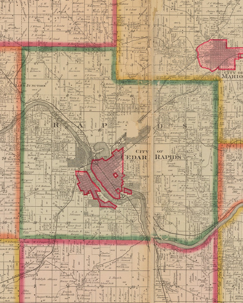 Rapids, Iowa 1881 Old Town Map Custom Print - Linn Co.