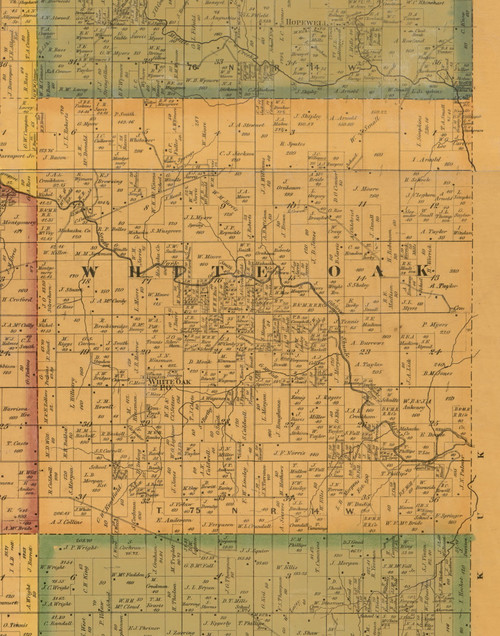 White Oak, Iowa 1871 Old Town Map Custom Print - Mahaska Co.