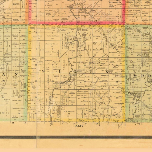 Sioux, Iowa 1884 Old Town Map Custom Print - Monona Co.