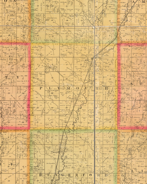 Plymouth, Iowa 1884 Old Town Map Custom Print - Plymouth Co.