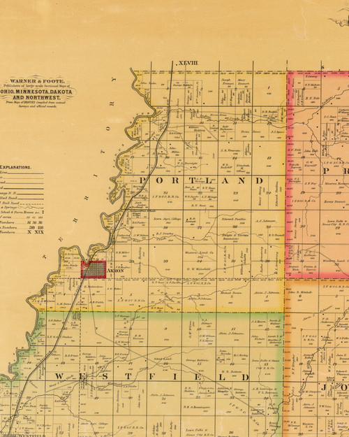 Portland, Iowa 1884 Old Town Map Custom Print - Plymouth Co.