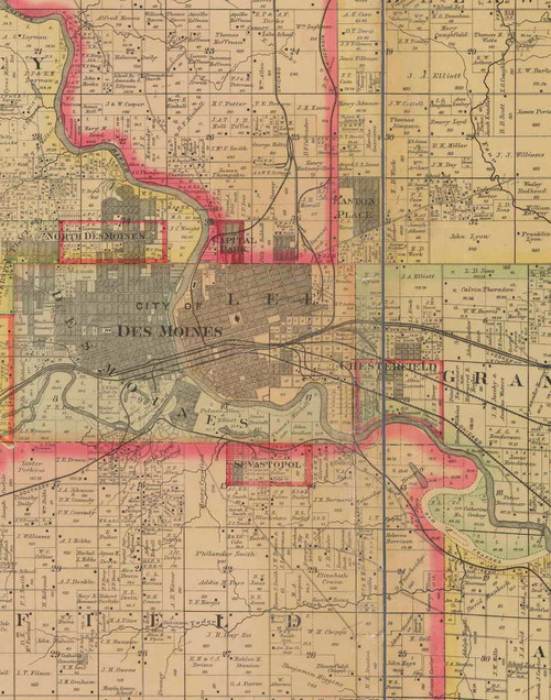 Lee, Iowa 1885 Old Town Map Custom Print - Polk Co.