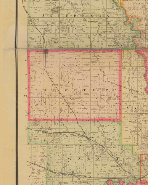 Webster, Iowa 1885 Old Town Map Custom Print - Polk Co.