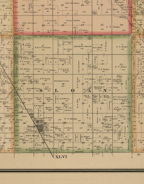 Sloan, Iowa 1884 Old Town Map Custom Print - Woodbury Co.