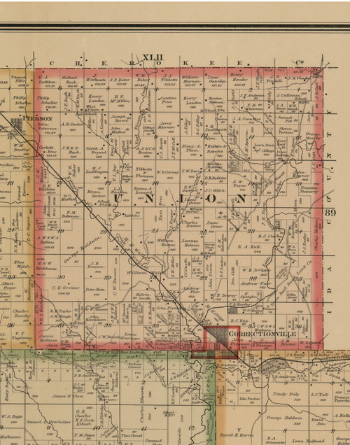 Union, Iowa 1884 Old Town Map Custom Print - Woodbury Co.
