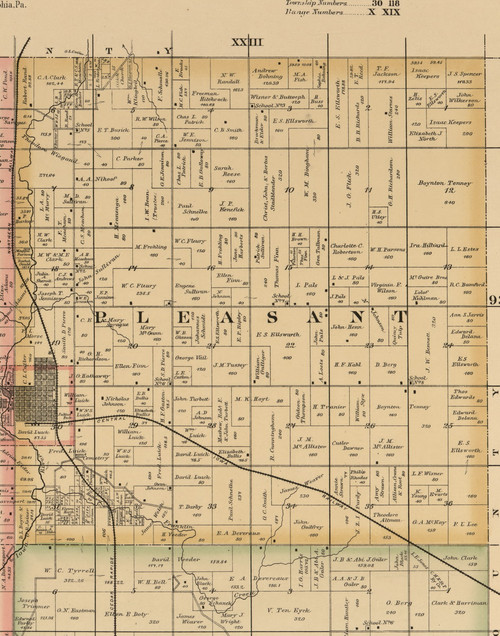 Pleasant, Iowa 1885 Old Town Map Custom Print - Wright Co.