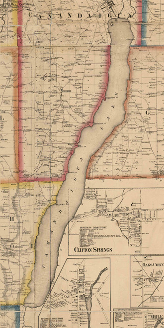 Canandiagua Lake, New York 1859 Old Town Map Custom Print - Ontario Co.