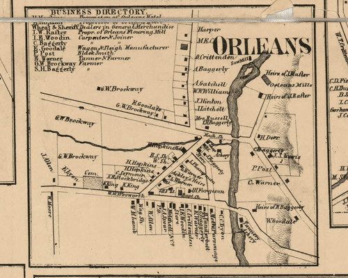Orleans Village, New York 1859 Old Town Map Custom Print - Ontario Co.