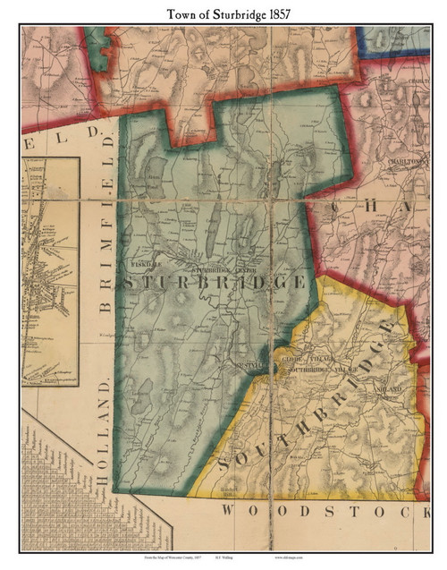 Sturbridge Massachusetts 1857 Old Town Map Custom Print - Worcester Co.