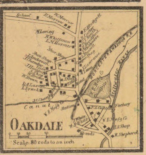 Oakdale Massachusetts 1857 Old Town Map Custom Print - Worcester Co.