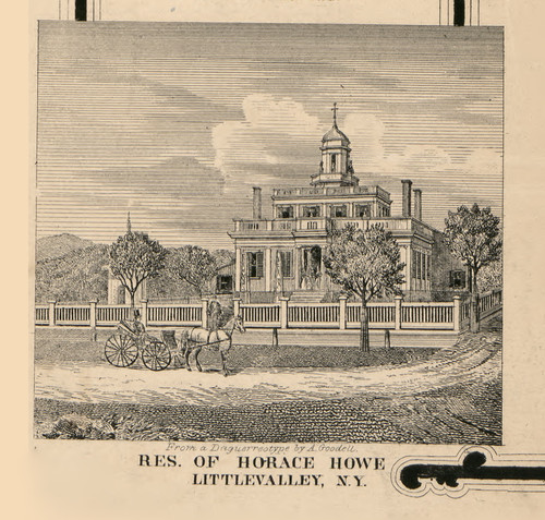 Howe Residence, Little Valley, New York 1856 Old Town Map Custom Print - Cattaraugus Co.