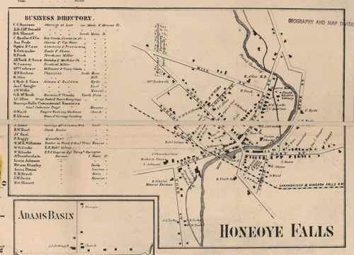 Honeoye Falls, New York 1858 Old Town Map Custom Print - Monroe Co.
