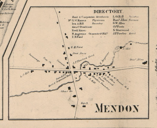 Mendon Village, New York 1858 Old Town Map Custom Print - Monroe Co.