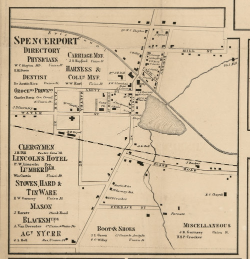 Spencerport, New York 1858 Old Town Map Custom Print - Monroe Co.