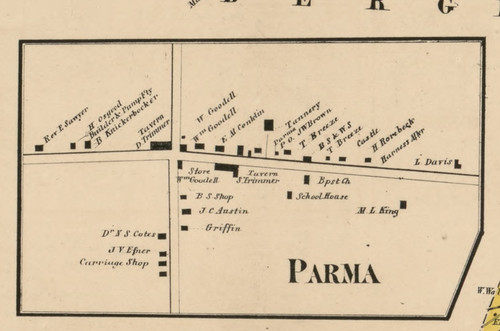 Parma Center, New York 1858 Old Town Map Custom Print - Monroe Co.