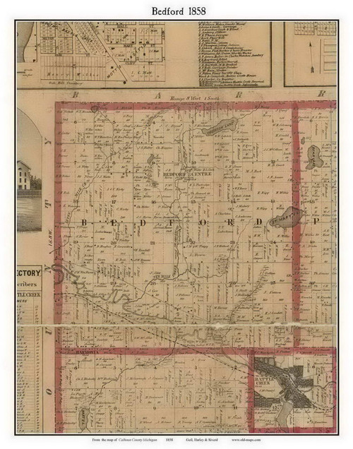 Battle Creek, Michigan 1858 Old Town Map Custom Print - Calhoun Co.