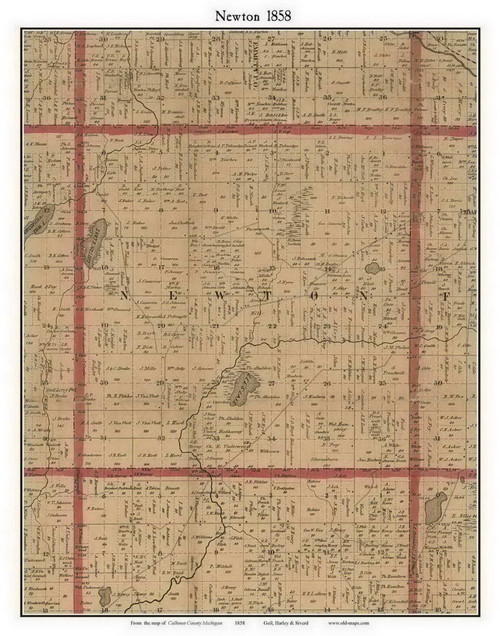 Newton, Michigan 1858 Old Town Map Custom Print - Calhoun Co.