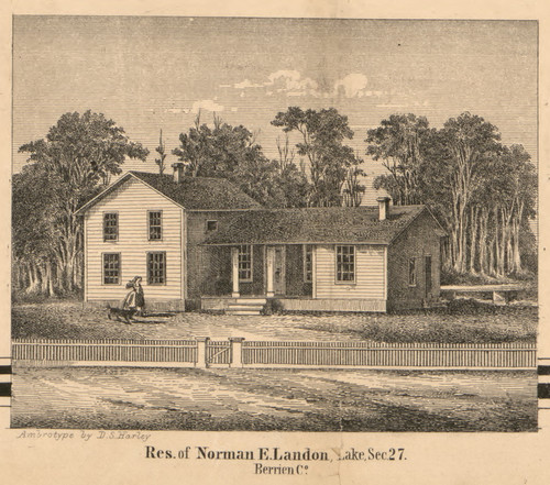 Residence of N.E. Landon, Michigan 1860 Old Town Map Custom Print - Berrien Co.