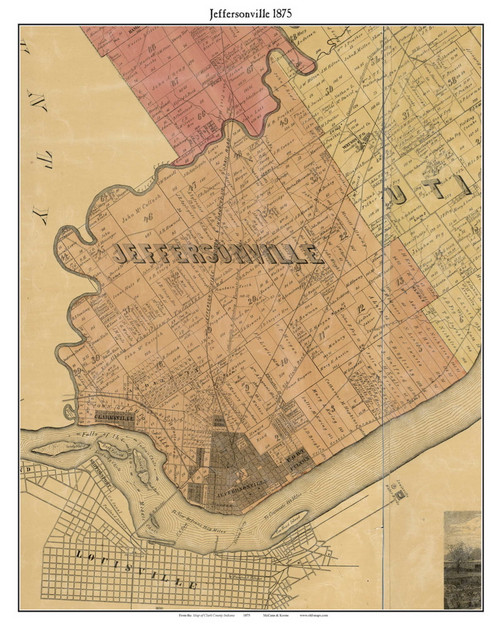 Jeffersonville, Indiana 1875 Old Town Map Custom Print - Clark Co.