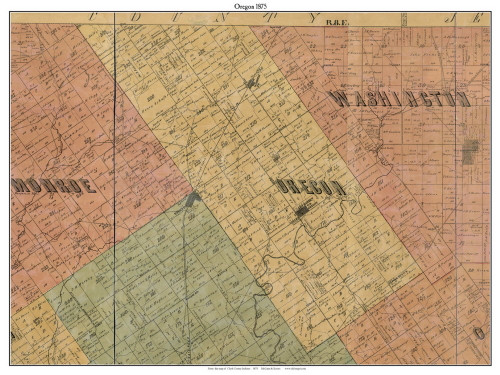 Oregon, Indiana 1875 Old Town Map Custom Print - Clark Co.