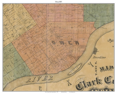 Owen, Indiana 1875 Old Town Map Custom Print - Clark Co.