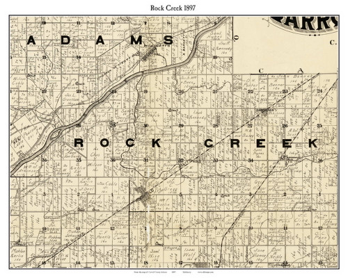Rock Creet, Indiana 1897 Old Town Map Custom Print - Carroll Co.