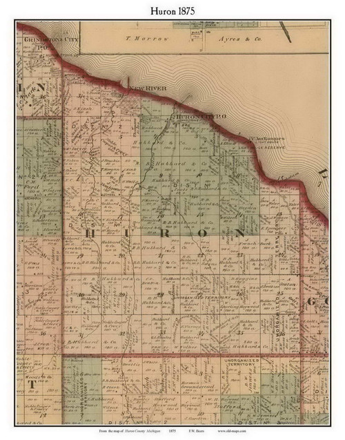 Huron, Michigan 1875 Old Town Map Custom Print - Huron Co.