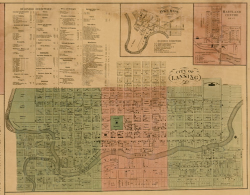Lansing City, Michigan 1859 Old Town Map Custom Print - Ingham Co.