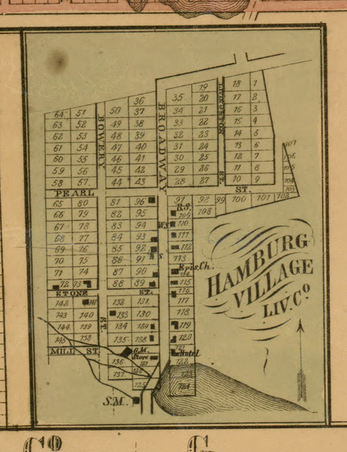 Hanburg Village, Michigan 1859 Old Town Map Custom Print - Livingston Co.