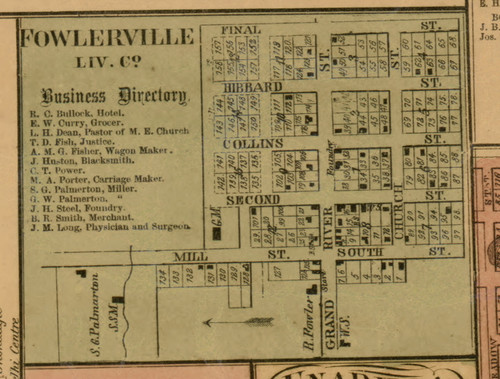Fowlerville, Michigan 1859 Old Town Map Custom Print - Livingston Co.