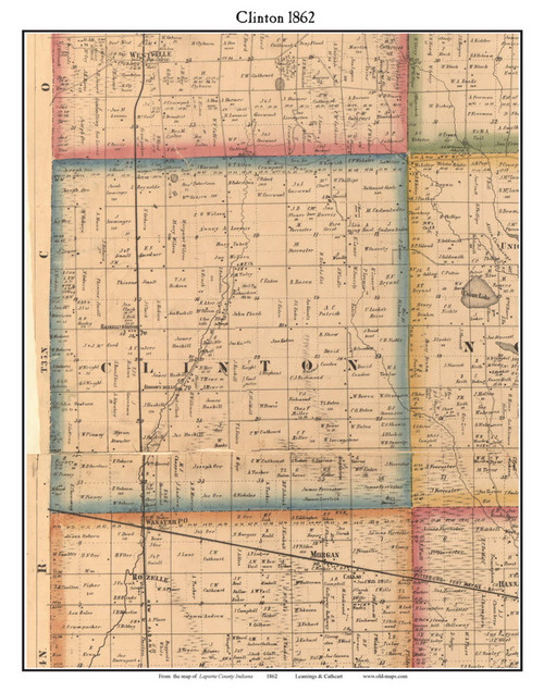 Clinton, Indiana 1862 Old Town Map Custom Print - Laporte Co.