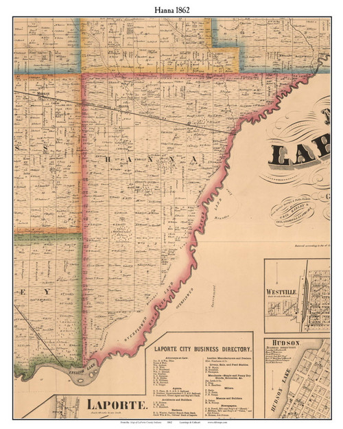 Hanna, Indiana 1862 Old Town Map Custom Print - Laporte Co.