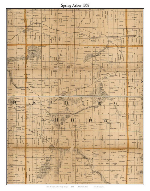 Spring Arbor, Michigan 1858 Old Town Map Custom Print - Jackson Co.