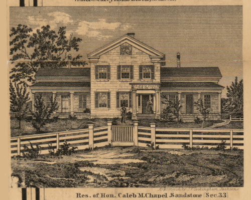 Residence of Caleb M. Chapel, Michigan 1858 Old Town Map Custom Print - Jackson Co.