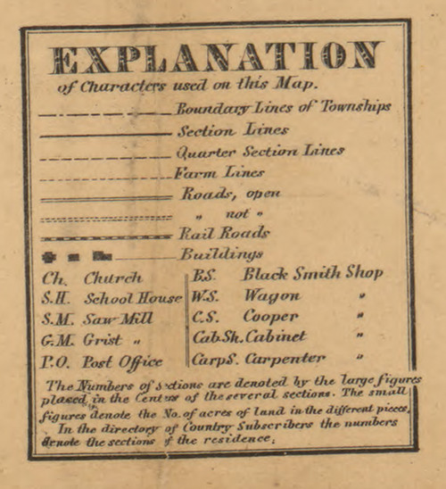 Explanation, Michigan 1858 Old Town Map Custom Print - Jackson Co.