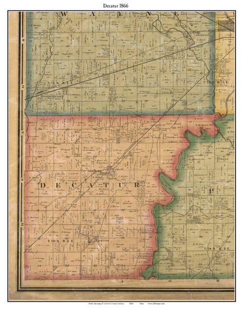 Decatur, Indiana 1866 Old Town Map Custom Print - Marion Co.