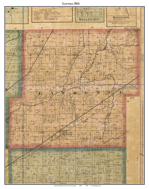 Lawrence, Indiana 1866 Old Town Map Custom Print - Marion Co.