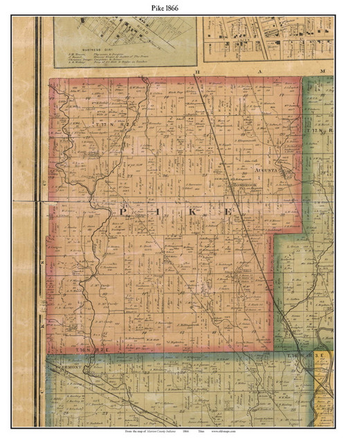 Pike, Indiana 1866 Old Town Map Custom Print - Marion Co.