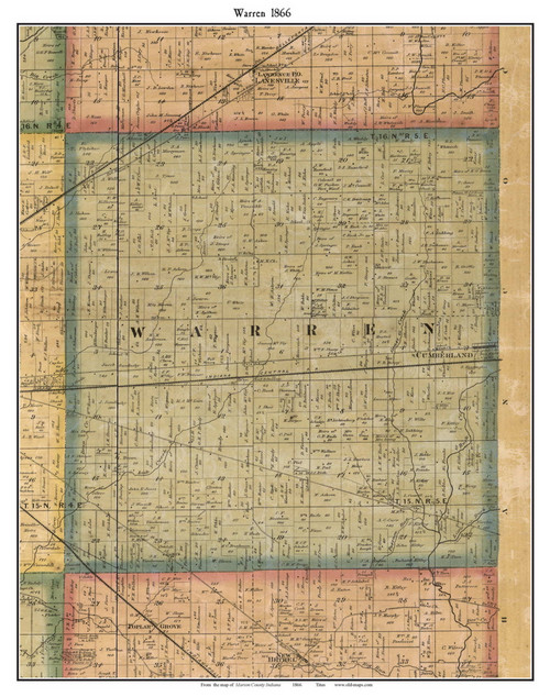 Warren, Indiana 1866 Old Town Map Custom Print - Marion Co.