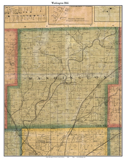 Washington, Indiana 1866 Old Town Map Custom Print - Marion Co.