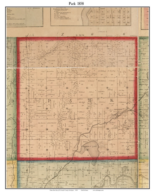 Park, Michigan 1858 Old Town Map Custom Print - St. Joseph Co.