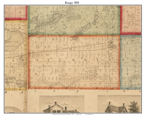 Sturgis, Michigan 1858 Old Town Map Custom Print - St. Joseph Co.