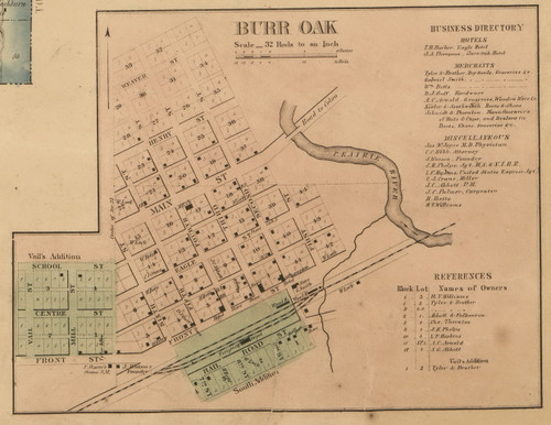 Burr Oak Village, Burr Oak, Michigan 1858 Old Town Map Custom Print - St. Joseph Co.