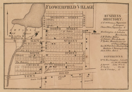 Flowerfield Village, Flowerfield, Michigan 1858 Old Town Map Custom Print - St. Joseph Co.