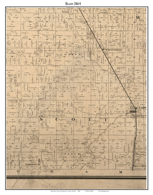 Scott, Indiana 1864 Old Town Map Custom Print - Montgomery Co.