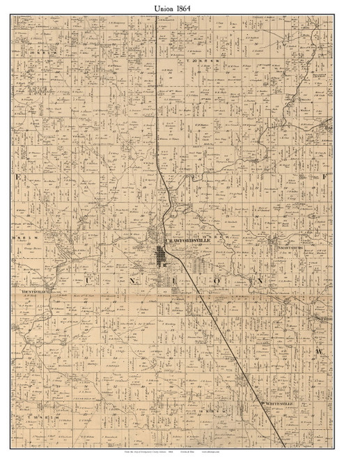 Union, Indiana 1864 Old Town Map Custom Print - Montgomery Co.