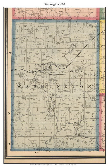 Washington, Indiana 1864 Old Town Map Custom Print - Putnam Co.